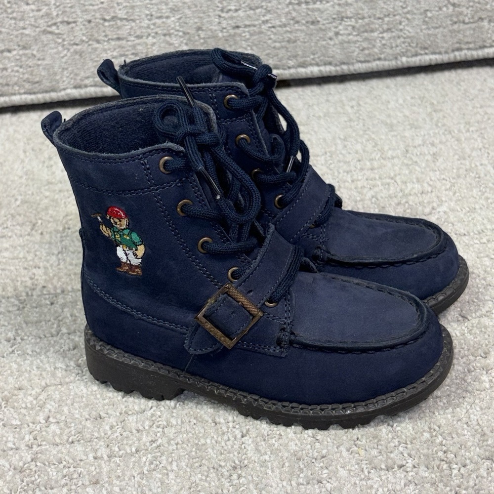Polo Ralph Lauren Kids Ranger Hi II Mallet Bear Navy Blue Boots Size 10 Toddler